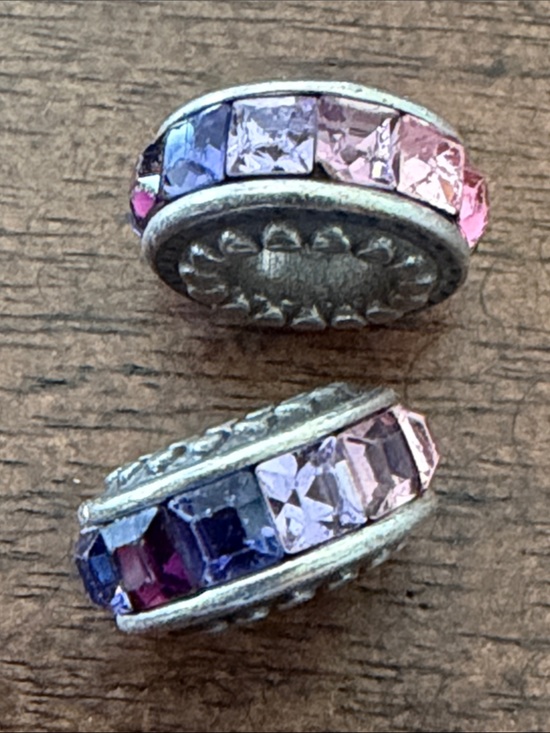 Jewelry - Brighton Multicolor Crystal Rolling Spacer Beads Silver Tone Charms Set of 2